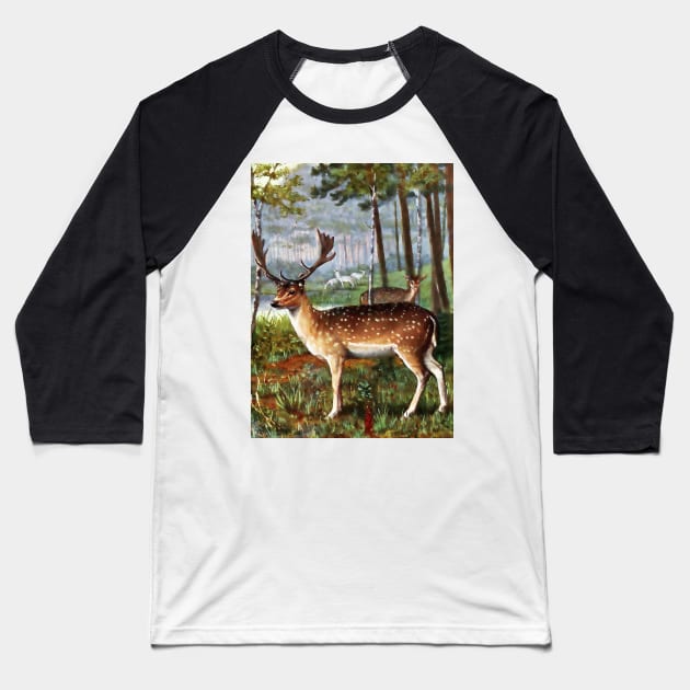 Deer Colorful Vintage Baseball T-Shirt by Marccelus